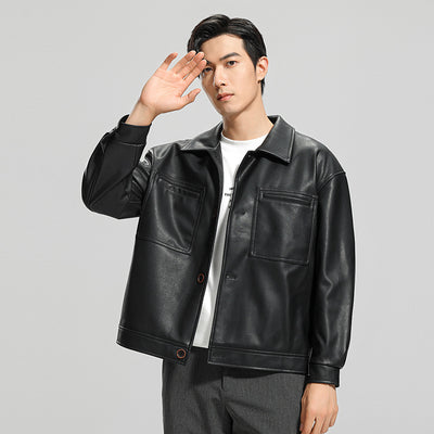 Chaqueta de Cuero para Motociclista Estilo Joven - Abrigo Elegante para Hombre - Image 16