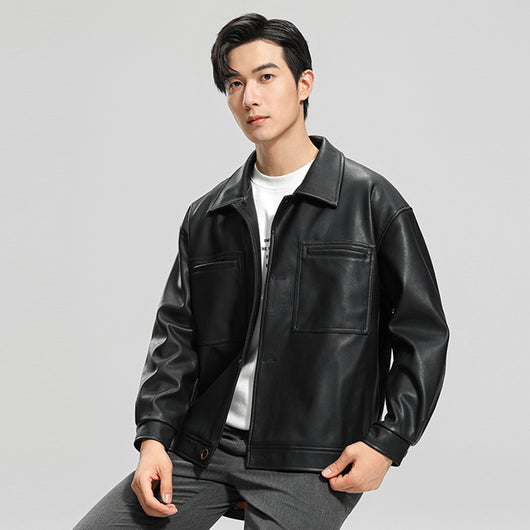 Chaqueta de Cuero para Motociclista Estilo Joven - Abrigo Elegante para Hombre - Image 19