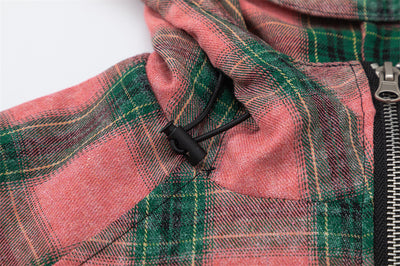 Camisa Abrigo Cuadrillé con Capucha - Estilo Europeo y Americano - Image 25