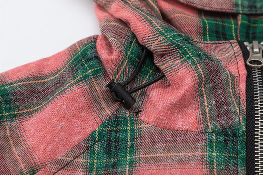 Camisa Abrigo Cuadrillé con Capucha - Estilo Europeo y Americano - Image 25