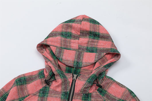 Camisa Abrigo Cuadrillé con Capucha - Estilo Europeo y Americano - Image 33