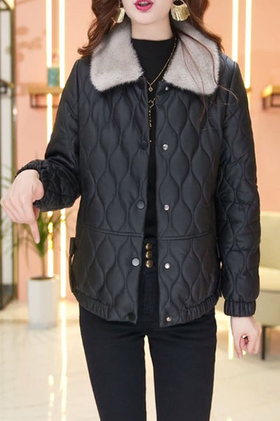 Chaqueta de Cuero Acolchada Corta para Mujer - Diseño Premium sin Desprendimiento - Image 13