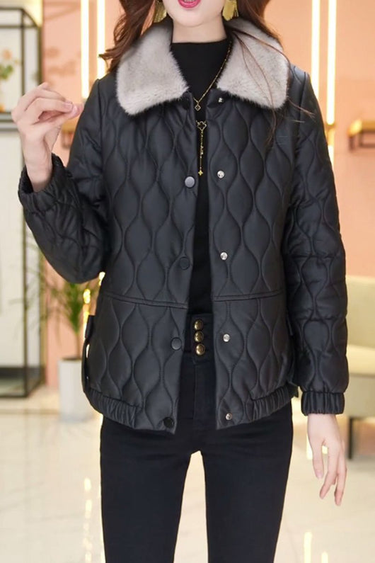 Chaqueta de Cuero Acolchada Corta para Mujer - Diseño Premium sin Desprendimiento - Image 19