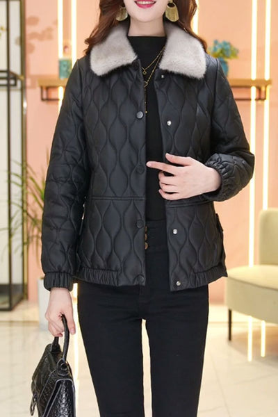 Chaqueta de Cuero Acolchada Corta para Mujer - Diseño Premium sin Desprendimiento - Image 21