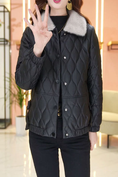 Chaqueta de Cuero Acolchada Corta para Mujer - Diseño Premium sin Desprendimiento - Image 22
