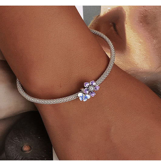 Pulsera de Cuentas de Plata Esterlina S925 Bañada en Oro Blanco - Image 7