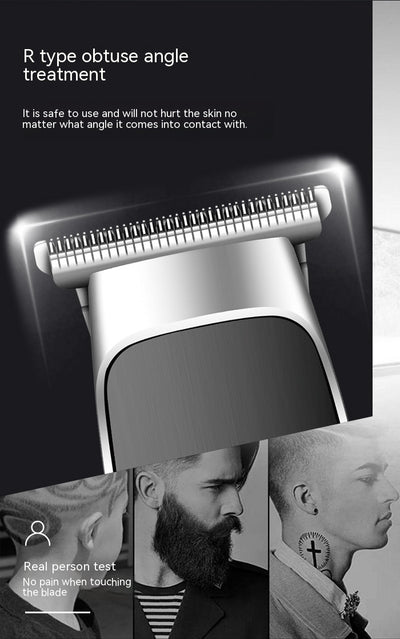 Black and silver electric hair clipper with digital display, guide combs, extra cutter head, cleaning brush, oil, and USB cable. - Image 15