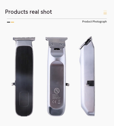 Black and silver electric hair clipper with digital display, guide combs, extra cutter head, cleaning brush, oil, and USB cable. - Image 17