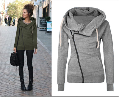 Sudadera con capucha y cierre diagonal para mujer - Image 18