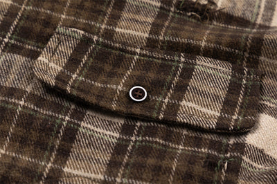 Camisa a Cuadros Manga Larga Hombre Punk Rotos y Parches - Image 19