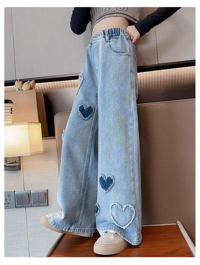 Pantalones Denim Anchos con Borde Crudo para Niñas - Image 24