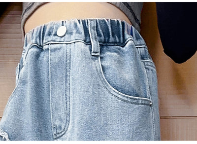 Pantalones Denim Anchos con Borde Crudo para Niñas - Image 33