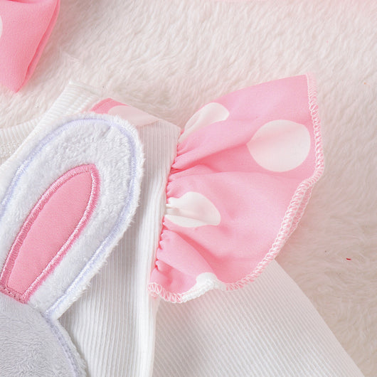 Pijama Mameluco Largo para Bebé Niña con Diseño de Conejo y Diadema - Image 6