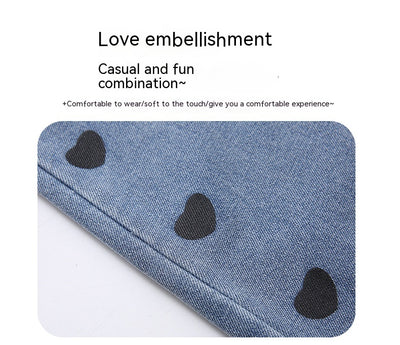 Pantalones Denim Anchos Casuales Estilo Funky con Detalle Love - Image 20
