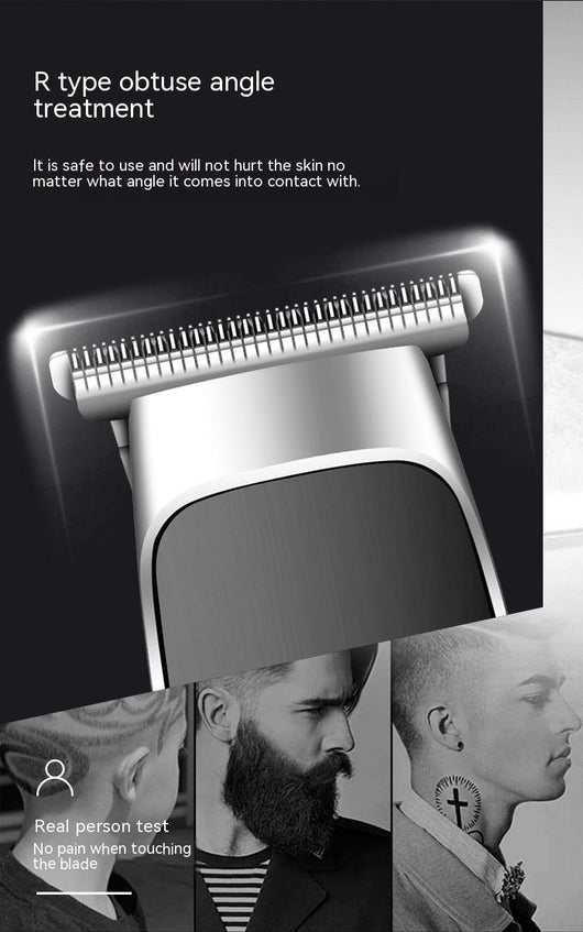 Black and silver electric hair clipper with digital display, guide combs, extra cutter head, cleaning brush, oil, and USB cable. - Image 25