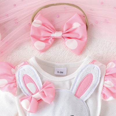 Pijama Mameluco Largo para Bebé Niña con Diseño de Conejo y Diadema - Image 26
