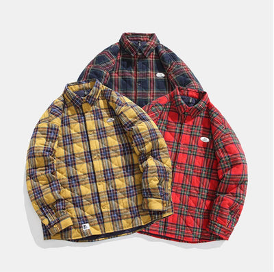 Chaqueta de Algodón Grueso a Cuadros para Hombre - Corte Relajado y Cálido - Image 15