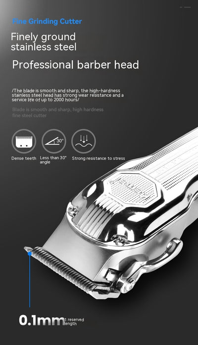 Silver electric hair clipper with LED display, six colorful guide combs, USB charging cable, cleaning brush, and oil. - Image 9
