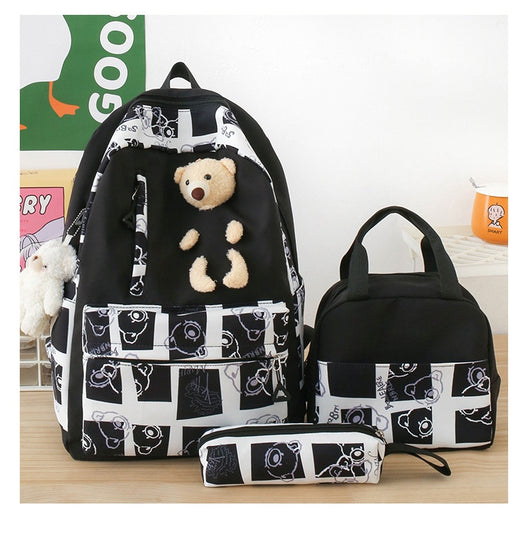 Set de 3 Piezas: Mochila Escolar con Diseño Osito y Lonchera para Niñas - Image 13