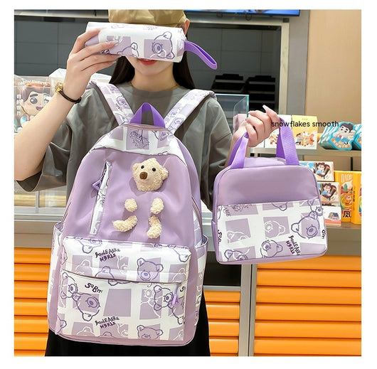 Set de 3 Piezas: Mochila Escolar con Diseño Osito y Lonchera para Niñas - Image 27