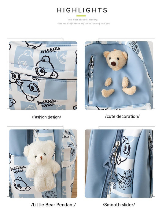 Set de 3 Piezas: Mochila Escolar con Diseño Osito y Lonchera para Niñas - Image 36