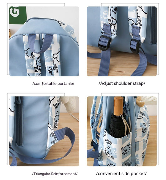 Set de 3 Piezas: Mochila Escolar con Diseño Osito y Lonchera para Niñas - Image 37