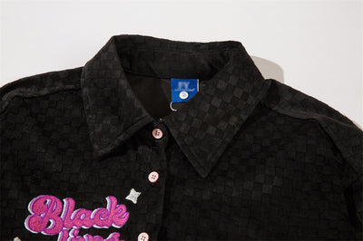 Abrigo Camisa Cuadros Escoceses con Letras Bordadas - Image 44