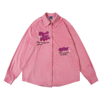 Abrigo Camisa Cuadros Escoceses con Letras Bordadas - Image 46