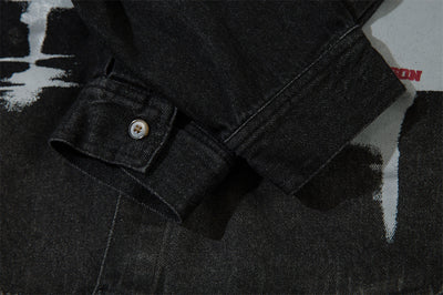 Chamarra Denim Estampado Abstracto Oscuro - Image 25