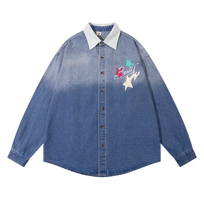 Camisa Denim con Estampado de Estrella y Letras - Diseño Moderno - Image 20