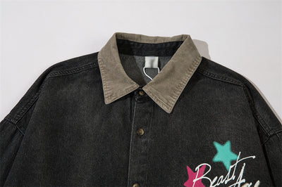 Camisa Denim con Estampado de Estrella y Letras - Diseño Moderno - Image 25