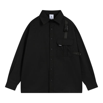 Camisa Gótica Suelta de Manga Larga para Hombre con Bolsillos de Cinta - Image 18