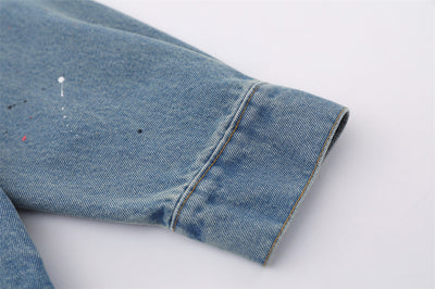 Camisa Denim Oversized con Bolsillos Bordados y Detalles Splash Ink - Image 23