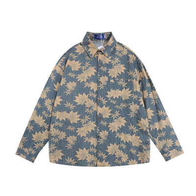 Camisa Manga Larga Estampado Hoja de Arce Hombre Estilo Japonés Primavera Otoño - Image 21