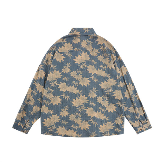 Camisa Manga Larga Estampado Hoja de Arce Hombre Estilo Japonés Primavera Otoño - Image 28