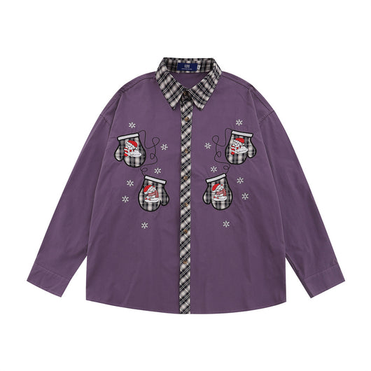 Blusa Navideña Bordada Manga Larga con Solapas Contrastantes - Image 23