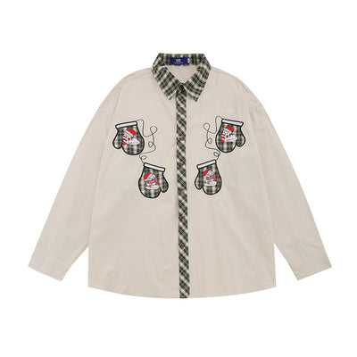 Blusa Navideña Bordada Manga Larga con Solapas Contrastantes - Image 26