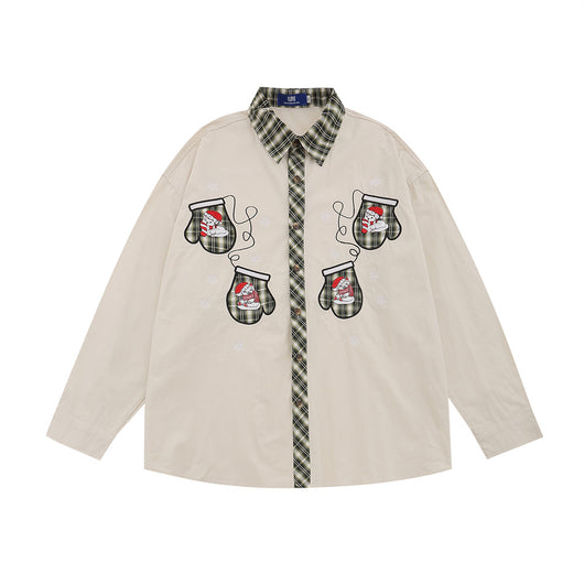 Blusa Navideña Bordada Manga Larga con Solapas Contrastantes - Image 26