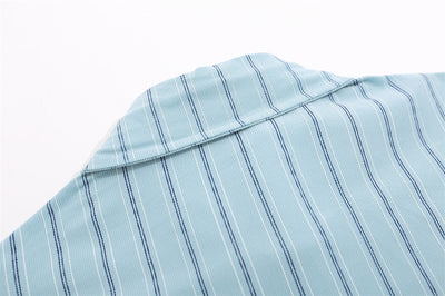 Camisa Casual de Rayas Verticales con Bordados Estilo Street American - Image 28