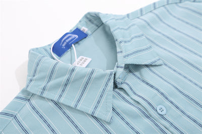 Camisa Casual de Rayas Verticales con Bordados Estilo Street American - Image 31