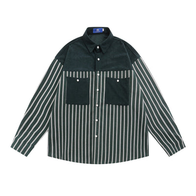 Camisa Casual de Manga Larga con Rayas Verticales y Bolsillo Contraste - Image 17