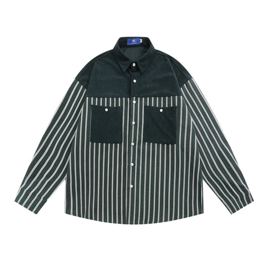Camisa Casual de Manga Larga con Rayas Verticales y Bolsillo Contraste - Image 17