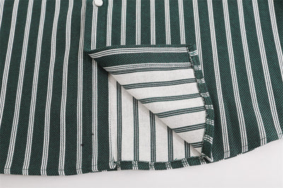 Camisa Casual de Manga Larga con Rayas Verticales y Bolsillo Contraste - Image 18