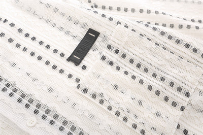 Blusa Suelta de Encaje Calado y Manga Larga con Lunares y Rayas Jacquard - Image 19