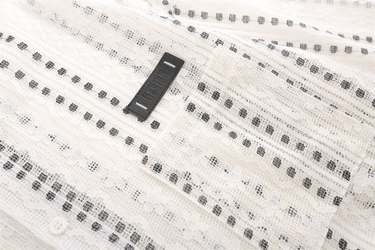 Blusa Suelta de Encaje Calado y Manga Larga con Lunares y Rayas Jacquard - Image 19