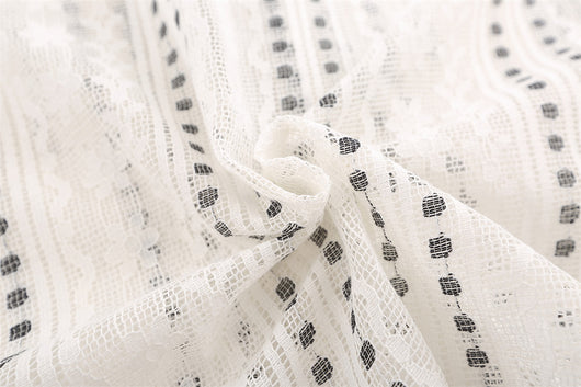 Blusa Suelta de Encaje Calado y Manga Larga con Lunares y Rayas Jacquard - Image 27