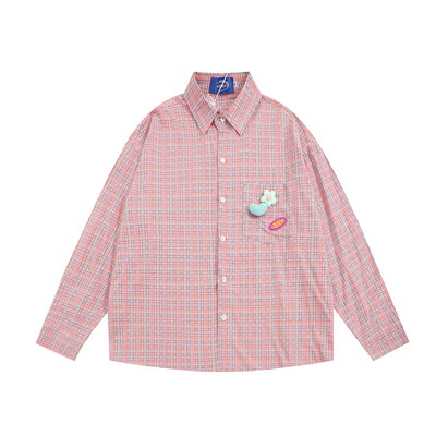 Camisa Cuadriculada Suelta con Diseño Personalizado y Bolsillos - Image 22