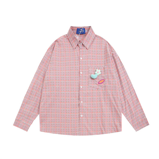 Camisa Cuadriculada Suelta con Diseño Personalizado y Bolsillos - Image 22