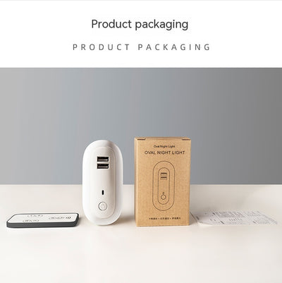 Lámpara Nocturna Ovalada con Puertos USB Duales, Control Remoto y Temporizador - Image 17