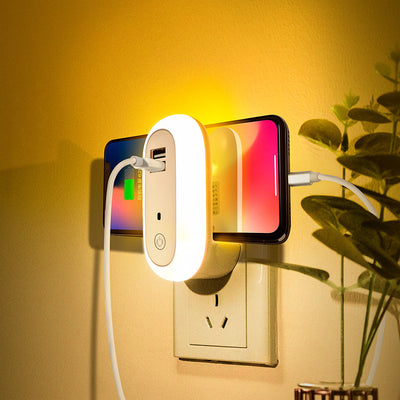 Lámpara Nocturna Ovalada con Puertos USB Duales, Control Remoto y Temporizador - Image 19